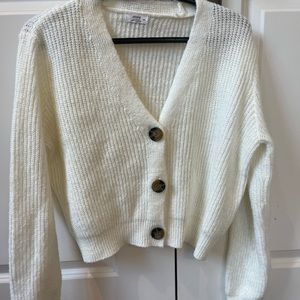 White ardene knit button up v neck